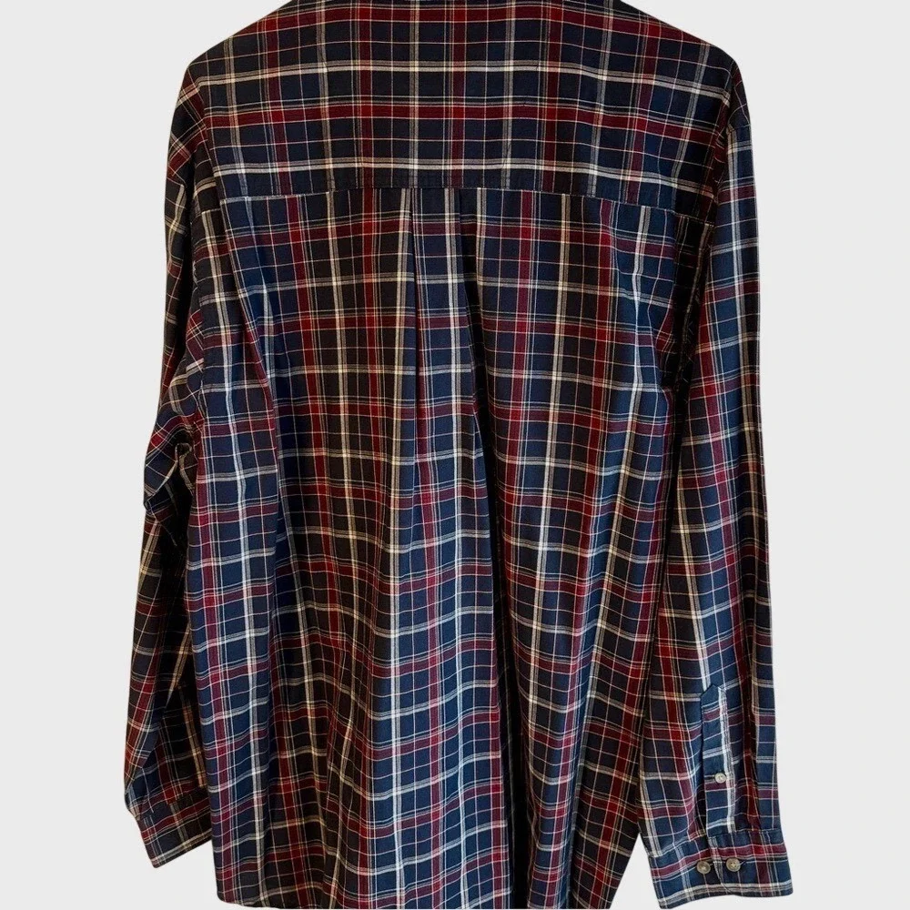 WRANGLER WESTERN Rugged Wear Plaid Button Up Oxford Shirt X-Large Blue/Red - Picture 2 of 5